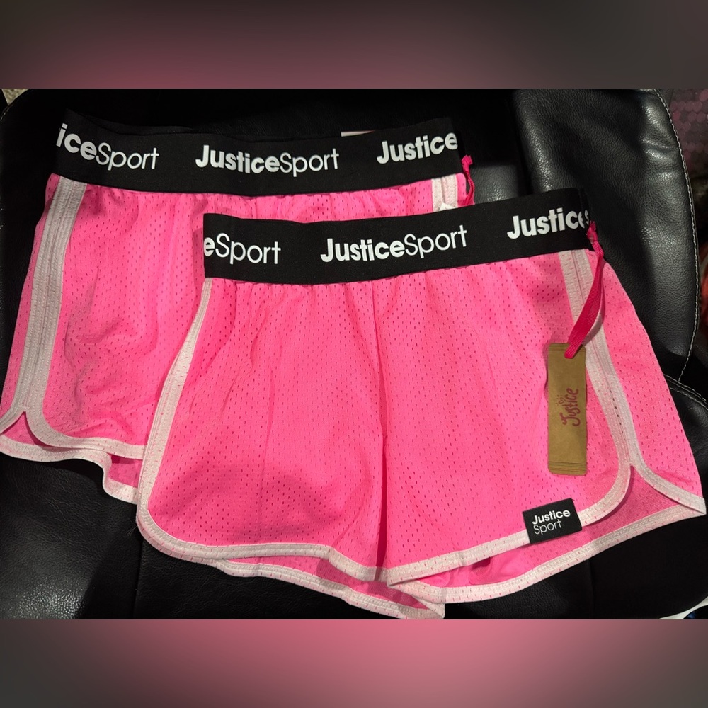 Girls Justice Sport Mesh Dolphin Athletic Shorts - Neon Pink 2 pack MED -10